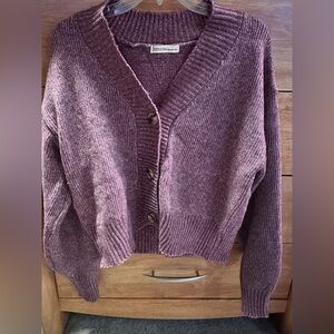 Zenana purple button up sweater